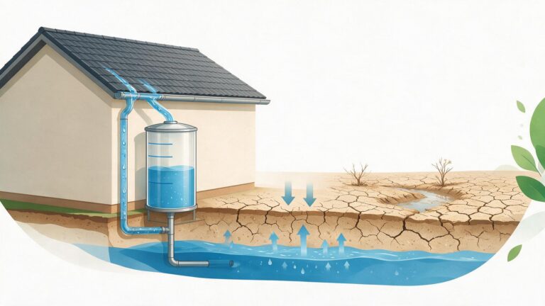 Illustration showing the importance of rainwater harvesting for groundwater recharge and water security